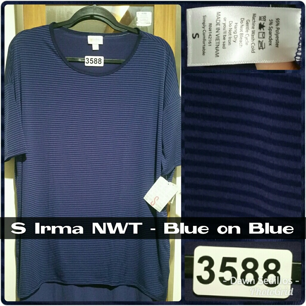 #3588 Lularoe Small Irma (14-16)NWT - Blue on Blue